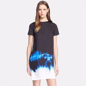 Vince Tie Dye Short Sleeve Silk Shift Dress